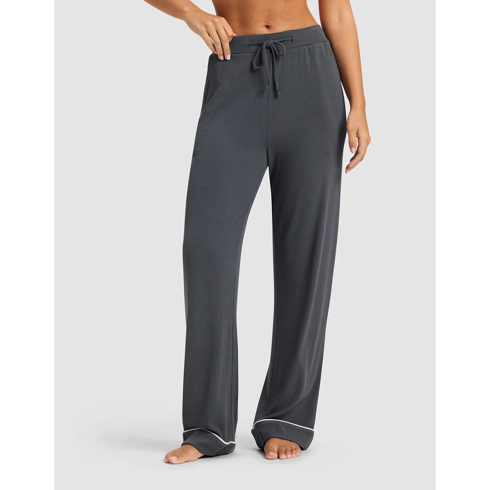 Cozy Earth Bamboo‎ Rib Knit Classic Pajama Pant Graphite Small New With Tags